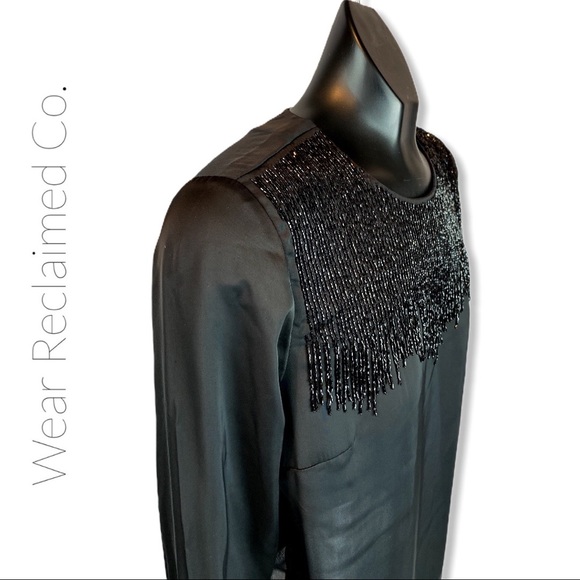 🆕 BUFFALO DAVID BITTON Beaded Black Formal Blouse - Picture 2 of 6